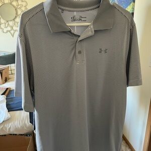 Under Armour Men's Gray Striped Polo Shirt